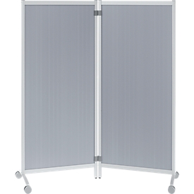 Mobiele scheidingswand - 2 delen - aluminium - B 760 x D 440 x H 1700 mm per element - aluminium kleurig
