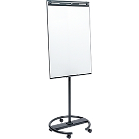 Mobile flipchart Legamaster Sketch Easy, magnetic board, round base, incl. marker tray, W 680 x H 1050 mm, black and white