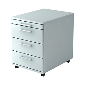 Mobile pedestal, 1 utensil drawer, 3 drawers, W 428 x D 560 x H 590 mm, light gray