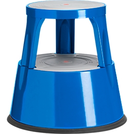 Mobile roller step stool, non-slip rubber coating, H 410 x 433/283 mm, up to 150 kg, blue