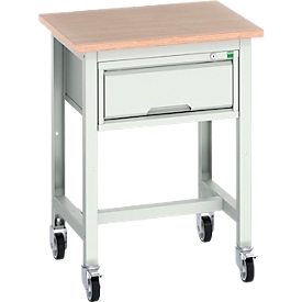 Mobile Werkbank Bott verso, Multiplex-Platte, mit Querstrebenset, 1 Schublade, B 700 x T 600 x H 930 mm, Lichtgrau