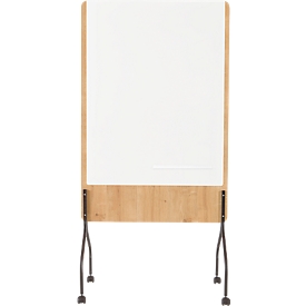 Mobile whiteboard Rocada Natural, rotatable, magnetic, steel on melamine wood board, board surface with W 1000 x H 1200 mm