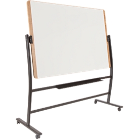 Mobile whiteboard Rocada Natural, rotating, magnetic, storage tray, steel on wood, W 1500 x H 1000 mm