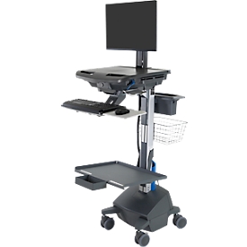 Mobiler Arbeitsplatz Ergotron StyleView® SV42-8302-2, Monitorgelenk für 1 Display bis 24", Arbeitsfläche, Tastatur-/Mausablage, integrierte Stromversorgung
