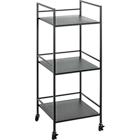 Mobiler Beistelltisch HAKU, 3 Ablagen mit jeweils bis zu 8 kg Tragkraft, B 350 x T 350 x H 920 mm, Stahl/Metall, schwarz
