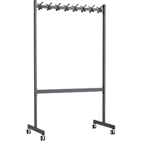 Mobiler Garderobenständer Functionals KOMPAKT, 40 Haken, mit Bremse, H 1000 mm, Stahl und Kunststoff, dunkelgrau