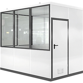 Mobiles Raumsystem WSM, L 3045 x B 2045 mm, für Außenaufstellung, mit Fußboden, grauweiß RAL 9002/ anthr.grau RAL 7016