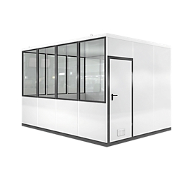 Mobiles Raumsystem WSM, L 4090 x B 3045 mm, für Außenaufstellung, mit Fußboden, grauweiß RAL 9002/ anthr.grau RAL 7016