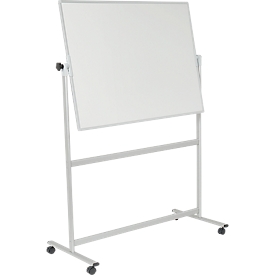 Mobiles Whiteboard Franken U-Act! Line®, Querformat, 2-seitig nutzbar, Stahl weiß emailliert & Aluminium, magnethaftend, Ablageleiste, B 1400 x H 1880 mm