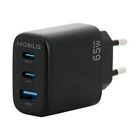 Mobilis Netzteil - GaN - 65 Watt - PD, QC - 3 Ausgabeanschlussstellen (2 x USB-C, USB)