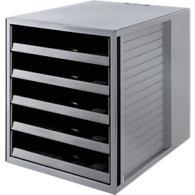 Module à tiroirs KARMA, 5 tiroirs ouverts, A4, L 275 x P 330 x H 320 mm, gris