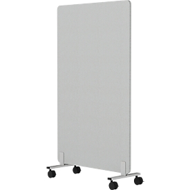 Modus mobiele scheidingswand met wielen, 25 mm dik, B 800 x H 1800 mm, lichtgrijs