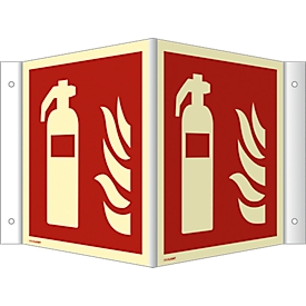 moedel angled sign "Fire extinguisher", plastic, 148 × 148 mm, photoluminescent, according to ISO 7010