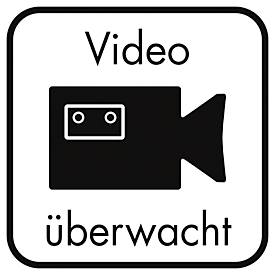 moedel Autocollant en verre arrière "Surveillance vidéo", imprimé des deux côtés, autocollant, L 125 x l 125 mm, film, noir-blanc