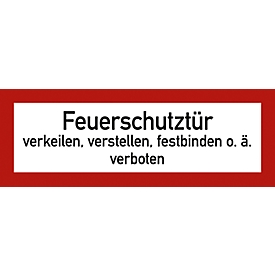 moedel "Do not wedge, move or tie down smoke protection doors" sign, DIN 4066, self-adhesive, L 74 x W 210 mm, foil, red-black-white