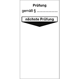 moedel Grundplakette Prüfung gemäß § nächste Prüfung, Folie, 40x80 mm, 10 Stück/Bogen