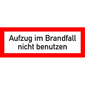 moedel Hinweiszeichen „Aufzug im Brandfall nicht benutzen“, nach VDI 6017, Folie selbstklebend, B 148 x H 52 mm