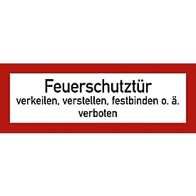 moedel information sign "Fire door must not be wedged, moved, tied down or similar", DIN 4066, self-adhesive, L 105 x W 297 mm, foil, red-black-white