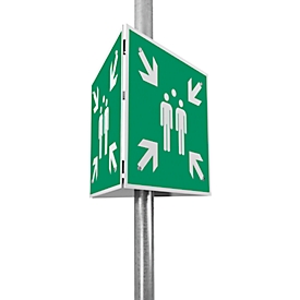moedel Kit de panneaux de signalisation "Point de collecte", triangulaire, pour poteaux jusqu'à Ø 90 mm, jusqu'à 40 m, matériel de montage inclus, L 400 x l 400 mm, aluminium, vert