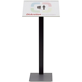 Moedel Madrid info stand 2.0, DIN A4, portrait or landscape format, free-standing, aluminum, with insert, silver