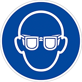 moedel mandatory sign "Use eye protection", according to ISO 7010 M004, self-adhesive film, Ø 100 mm