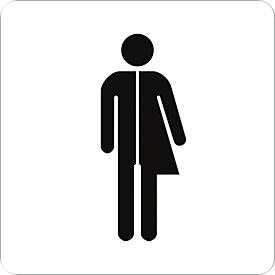 moedel pictogram informatiebordje "WC Unisex/Divers", zelfklevend, L 160 x B 160 mm, folie, zwart en wit
