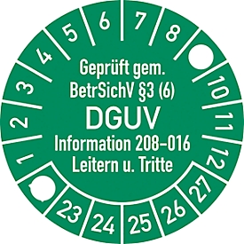 DGUV 2019-2024 Prüfplakette Geprüft...BetrSichV .. Ø 3 cm 100 St. Folie 
