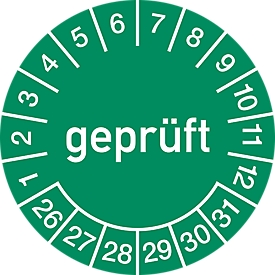 moedel Prüfplaketten 2026–2031, Folie, Ø 30 mm, 10 Stück/Bogen, langlebig, klare Jahreskennzeichnung