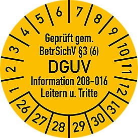 moedel Prüfplaketten Geprüft BetrSichV/DGUV 2026–2031, Folie, Ø 30 mm, 10 Stück/Bogen, einfache Anwendung