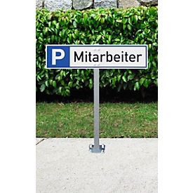 moedel Stahlspieß, zum Einschlagen von Parkplatzreservierungs-Schildern, Bodenplatte, inkl. Schauben, ohne Schild, H 500 mm, Stahl verzinkt