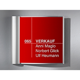 moedel Türschild Sidney, Aluminiumrahmen, eloxiert, individuell beschriftbar, Schraub-/Klebemontage, B 167 x H 148 mm, alusilber