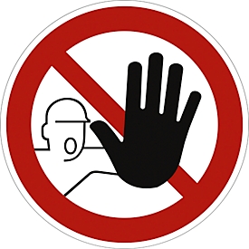 moedel verbodsbord "Verboden toegang voor onbevoegden", zelfklevende folie, Ø 100 mm, DIN 4844-2