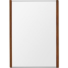 moedel wandbord LMH DIN A4, staand formaat, personaliseerbaar, zelfklevend of schroefbevestiging, B 221,5 x H 299,5 mm, zilver/walnoot