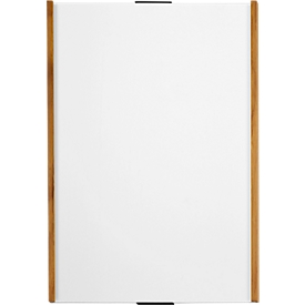 moedel Wandschild LMH, DIN A3, Hochformat, Holzrahmen mit Kappen, Klebe- oder Schraubmontage, B 309 x H 420 mm, silber/Eiche