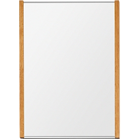 moedel Wandschild LMH DIN A4, Hochformat, individuell beschriftbar, Klebe- oder Schraubmontage, B 221,5 x H 299,5 mm, silber/Eiche