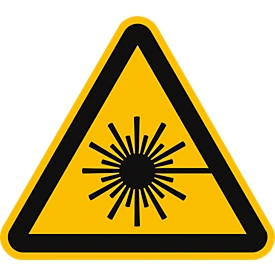 moedel Warnzeichen „Warnung vor Laserstrahl“, nach ISO 7010 W004, Folie selbstklebend, B 100 x H 100 mm, 1 Stück