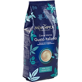 Mövenpick Café Caffè Crema Gusto Italiano, Intensité 5/5, pour machines à café automatiques, grains entiers, 1 kg