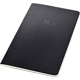 Monats-Kalenderheft Sigel Conceptum 2026, A5, 64 Seiten, 1 Monat/2 Seiten, mehrsprachiges Kalendarium für 2026, Innentasche, PEFC-Papier, schwarz