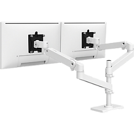 Monitorarm Ergotron LX Pro Dual, voor 2 beeldschermen tot 24″, kantelen/zwenken/roteren, in hoogte verstelbaar, tafelbevestiging, VESA, metaal, wit