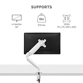 Monitorarm voor één monitor, Fellowes Platinum Series, wit, tot 9 kg en 30''