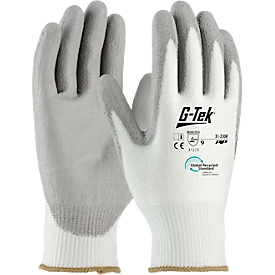 Montagehandschuh G-Tek® 3RX 31-330R, EN 388: 4 1 2 1 X, Nitrilschaum, 90 % Recycling-Kunststoff & 10 % Elastan, weiss-grau, Grösse 9, 1 Paar