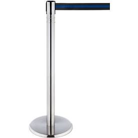 Montant de ceinture RS-GUIDESYSTEMS, acier inoxydable, tête pivotante à 360°, hauteur 1000 mm, taille de la ceinture L 2300 x L 50 mm, couleur de la ceinture bleu/noir