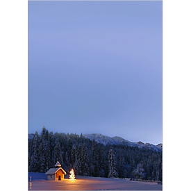 Motivpapier Sigel Christmas Chapel, A4, Winterwald-Motiv, für Drucker/Kopierer geeignet, FSC®-Papier, blau, 100 Blatt