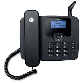 Motorola Tischtelefon FW410L 4G, schnurlos, 4G/LTE WLAN-Hotspot-Funktion, 2,2" Display, bis 5 h, Akkubetrieb, B 230 x T 250 x H 72 mm, anthrazit