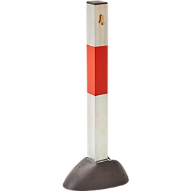 Mottez parking space barrier, with base, European cylinder lock, H 600 x W 50 mm, galvanised steel tube