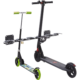 Mottez wall-mounted skateboards, 6 skateboards, steel, W 1060 x D 245 x H 150 mm, Hole for anti-theft protection