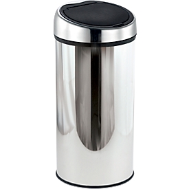 MSV Abfalleimer Touch, Soft-Close, Edelstahl, bis zu 30 Liter, B 310 x H 650 x T 310 mm, grau