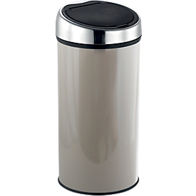 MSV Abfalleimer Touch, Soft-Close, Edelstahl, bis zu 30 Liter, B 310 x H 650 x T 310 mm, taupe