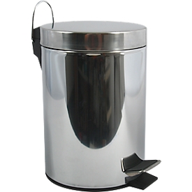 MSV Edelstahl-Treteimer mit Deckel, 12 Liter, Tretmechanismus, L 240 x B 240 x H 375 mm, silber