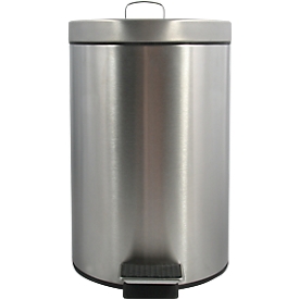 MSV Edelstahl-Treteimer mit Deckel, 12 Liter, Tretmechanismus, L 250 x H 390 mm, silber